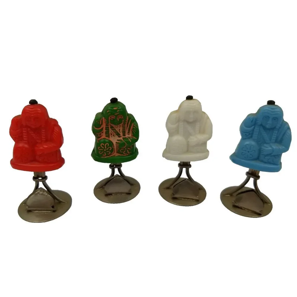 Eskimo Party Card Name Place Holder Set of 4 Vintage Carved Red Green White Blue
